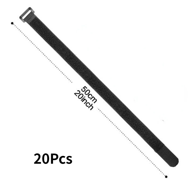 10pcs Nylon Hook & Loop Strap Cable Durable Self-adhesive Bike Tie, Reusable Fastening Nylon Cable, Length Qme 2 30cm