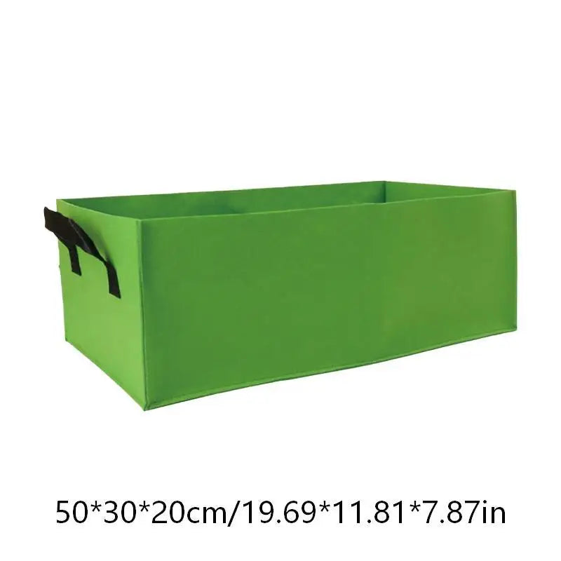 Rectangular Fabric Plant Grow Bag Breathable Non Woven Planter Pot Qme Green 50x30x20cm