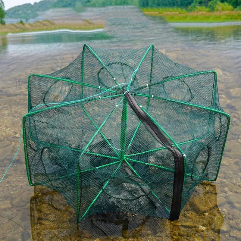 Mesh Fishing Net Tackle Cage Folding Crayfish Catcher Casting Fish Qme