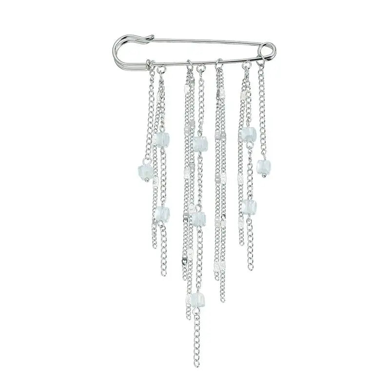 New Multi-Functional Chain Tassel Brooches Handmade Adjustable Clothes Accessory Detachable Beaded Chain Pin Women Qme U