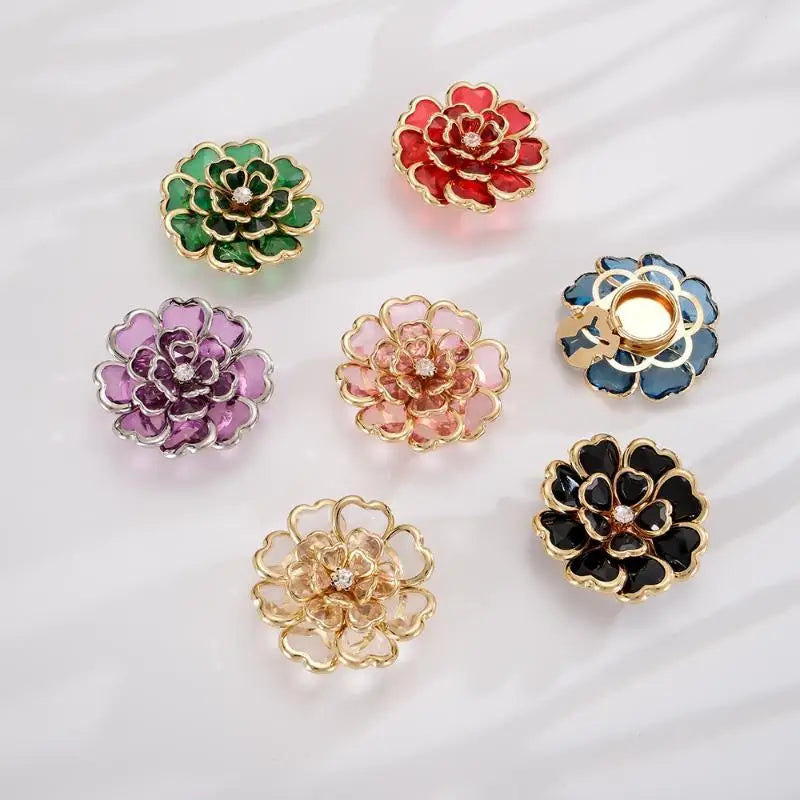 Rhinestone Flower Button Covers Easy Use Fashion Clothing Decor Qme