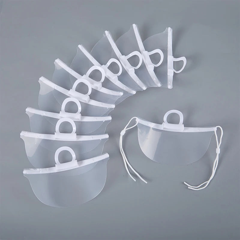 20PCS Clear Plastic Catering Mask Hotel Beauty Chef Waiter Mask Reusable Visible Splash Proof Mask Qme 5pcs