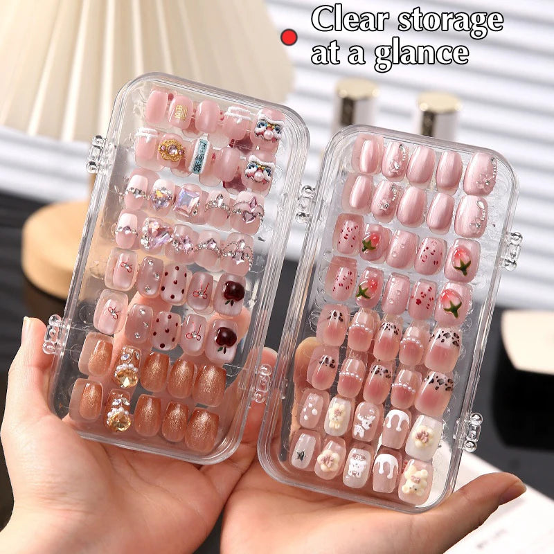 False Nail Tips Dispaly Storage Box Tape Roll Wearable Fake Nails Qme