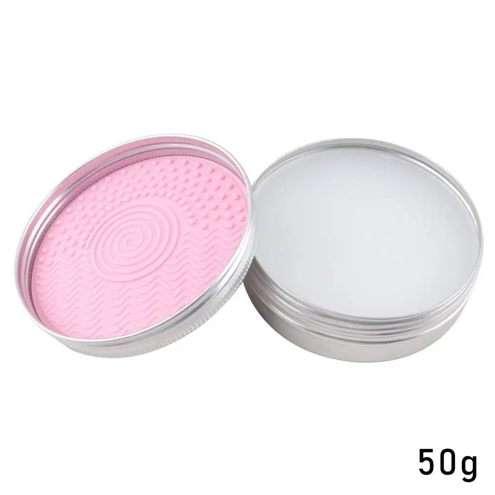 Makeup Brush Cleaning Soap Portable Case Cleaner Pad Washing Qme Silvery 50g