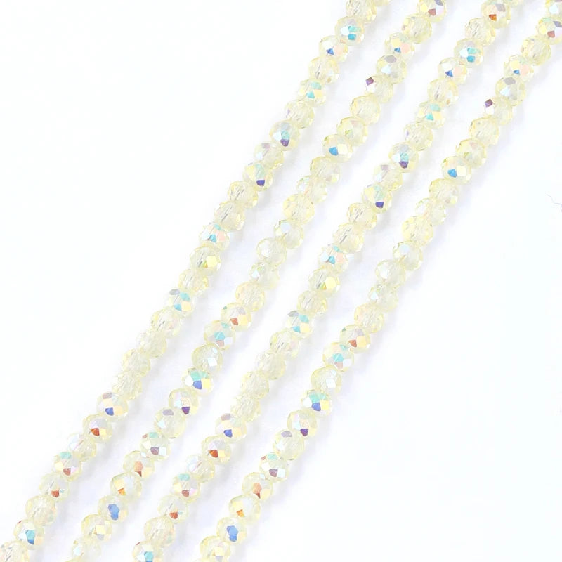 3mm Faceted Round Glass Beads AB Color Crystal Beads Strands Briolette Rondelle Crystal Beads Spacers for Jewelry Making DIY Qme Color 3 3mm-110pcs