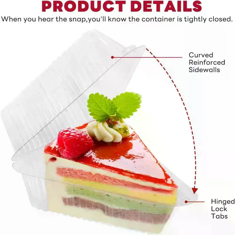 50/100Pcs Cake Slice Container Clear Triangle Dessert Box Reusable Food Packing Box Stackable Sandwich Holder For Fruit Cake Qme
