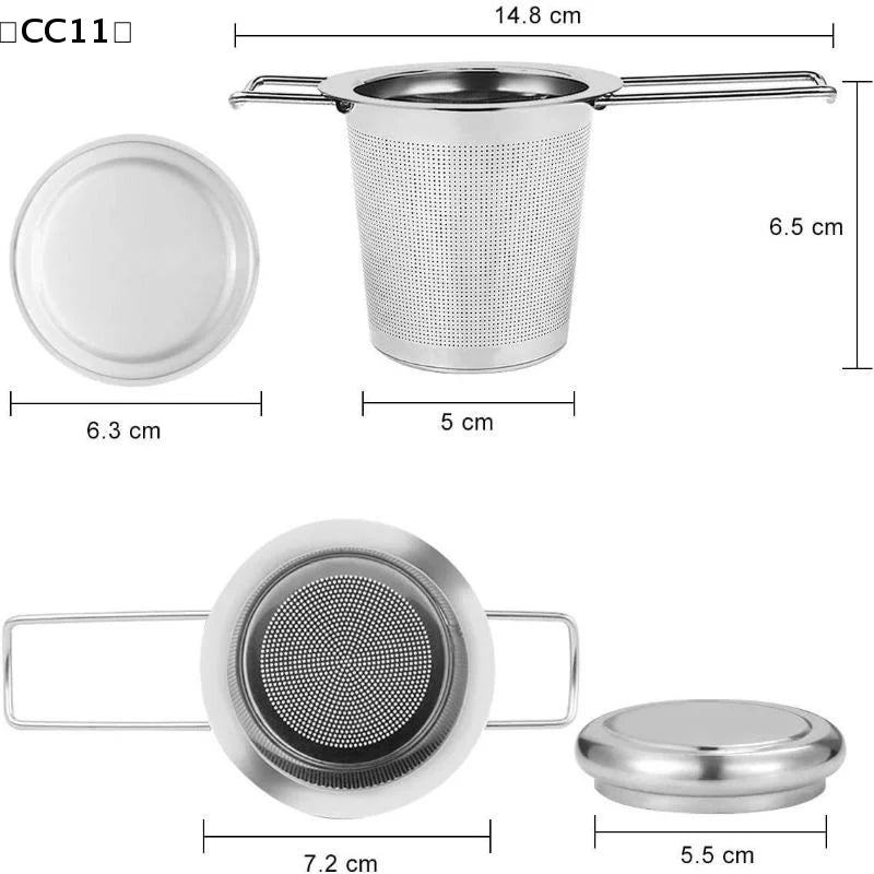 Stainless Steel Mesh Tea Infuser Lid Reusable Cup Strainer Loose Leaf Qme
