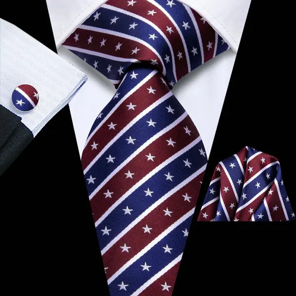 Professional Mens 3-Piece Suit Set: Necktie, Pocket Square & Cufflinks, Classic Design for Wedding Qme DPTH-HT-LDSN3968