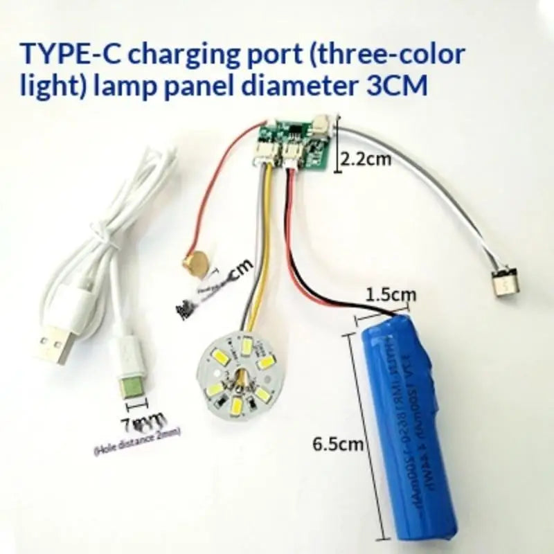 1 Set LED Light Panel Dimming Controller Remote Control 5V Light Source Three Color Change With ON/OFF Touch Switch Charge Typec Qme 3W tricolor light