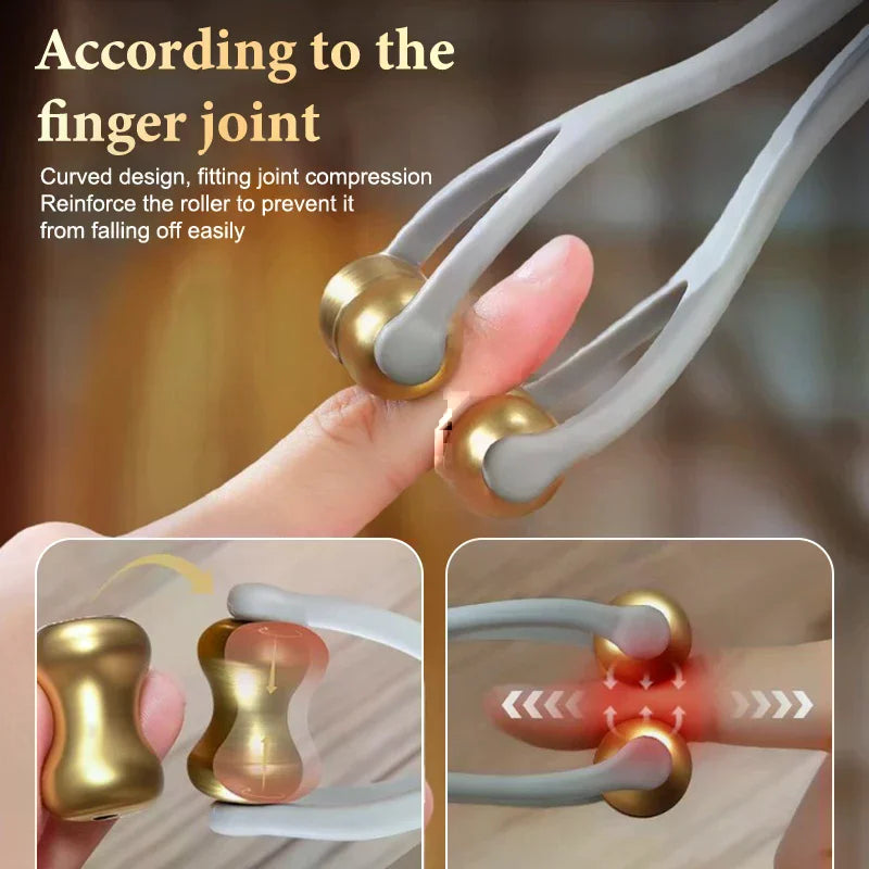 Finger Massage Dual-row Roller Brass Design Easy Use Relieve Fatigue Qme