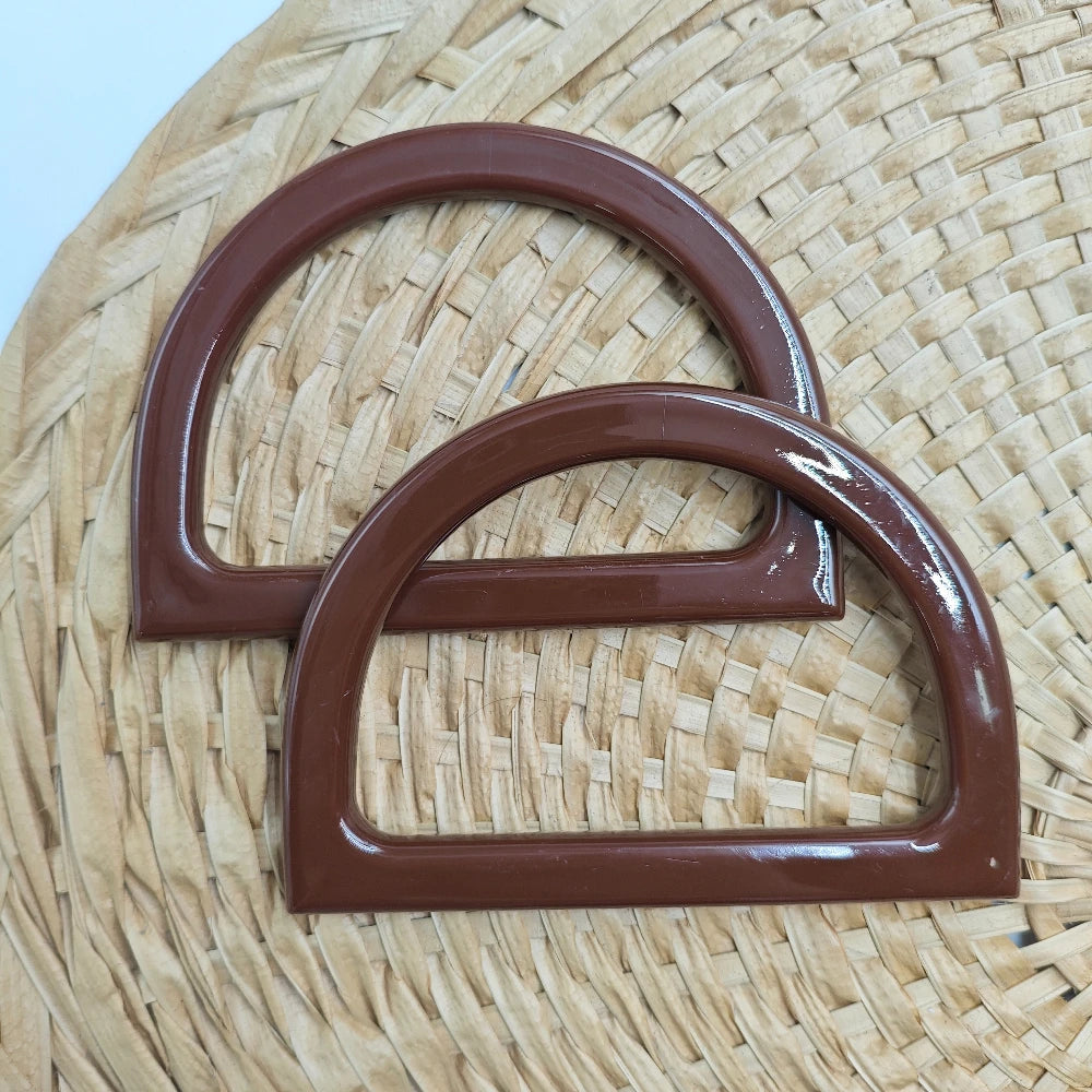 D-Shaped Plastic Handles for Purses & Handbags - Versatile DIY Crafting Supplies， Perfect for Beach Bags, Crochet & Straw Bags Qme brown
