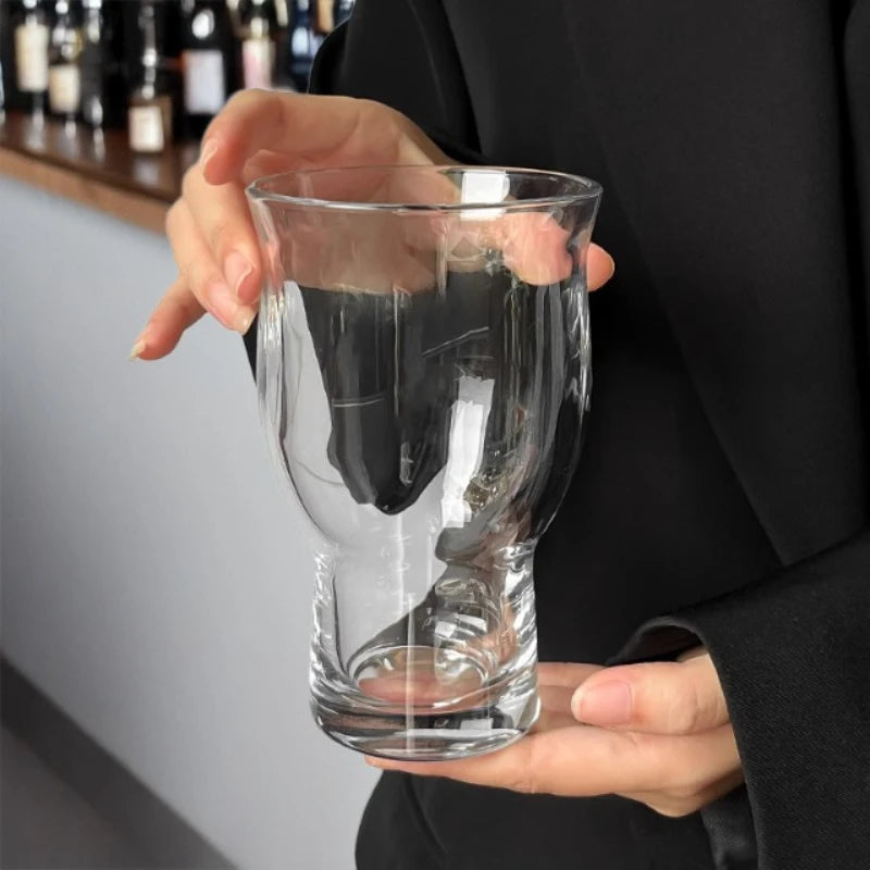 Large Capacity Transparent Wide-mouth Glass Iced Americano Coffee Cup Qme