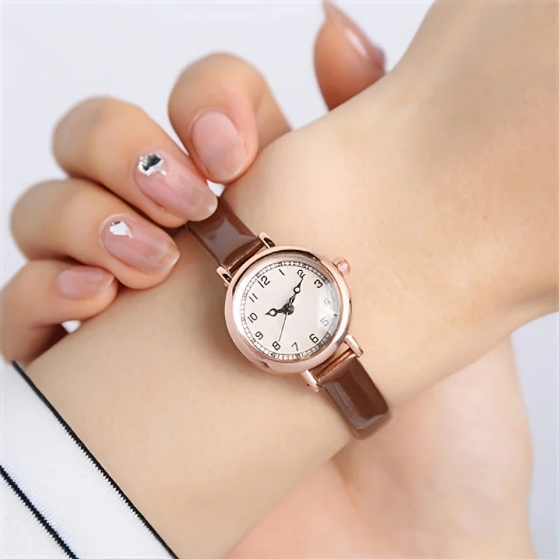 Elegant Small Arabic Dial Women Watches Fashion Leather Band Ladies Quartz Watch Reloj Mujer Girls Clock Gift Qme