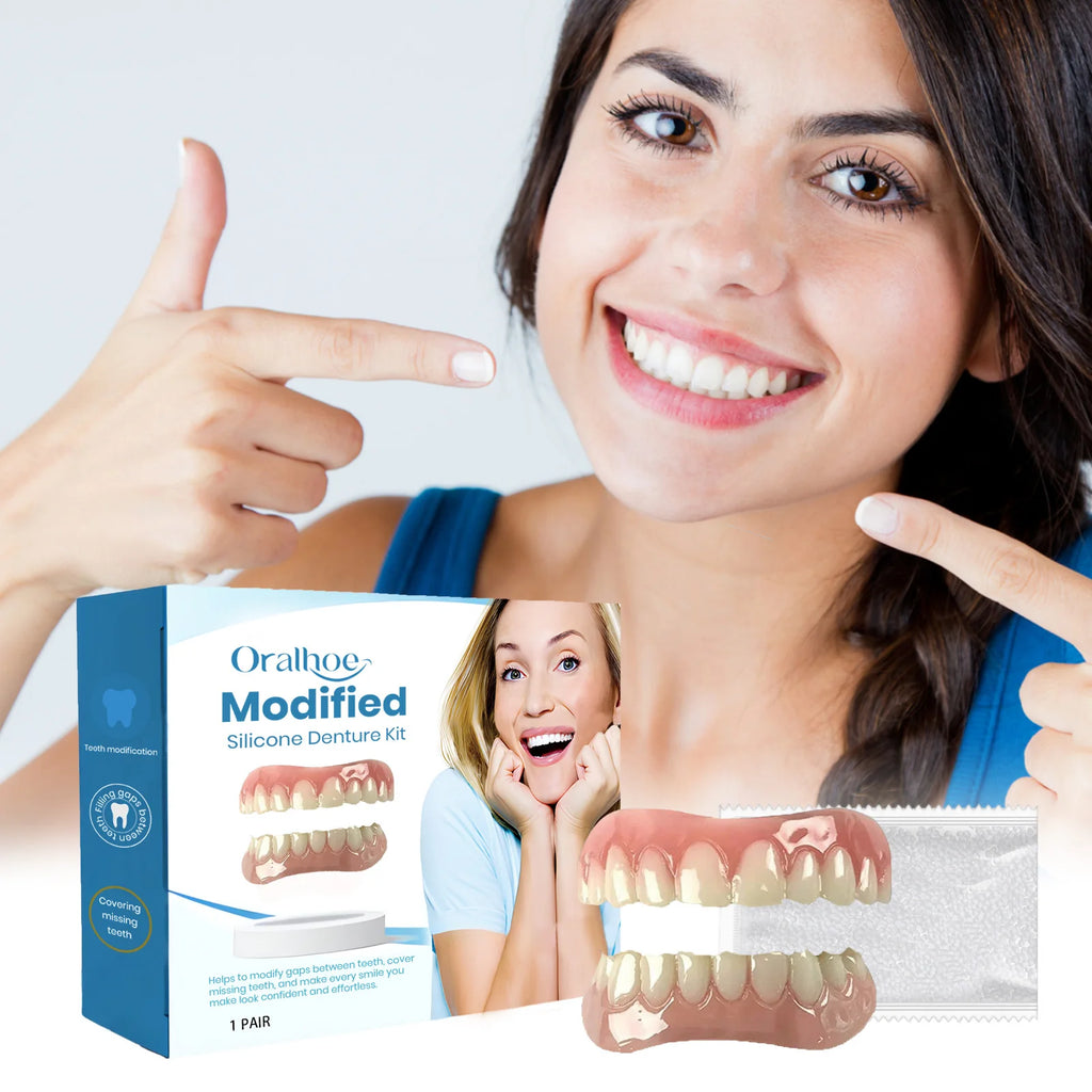 Dentures False Teeth Full Set Temporary Tooth Repair Improve Dental Loss Fitting Mouth Prevent Falling Out Soft Silicone Braces Qme