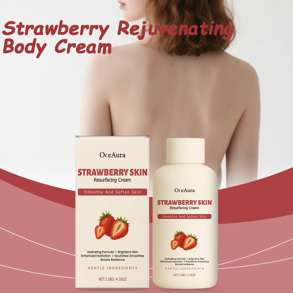 Strawberry Rejuvenating Body Cream Brightening Smooth Soft Skin Intensive Moisturizing for Dry Rough Skin Body Butter Cream Qme