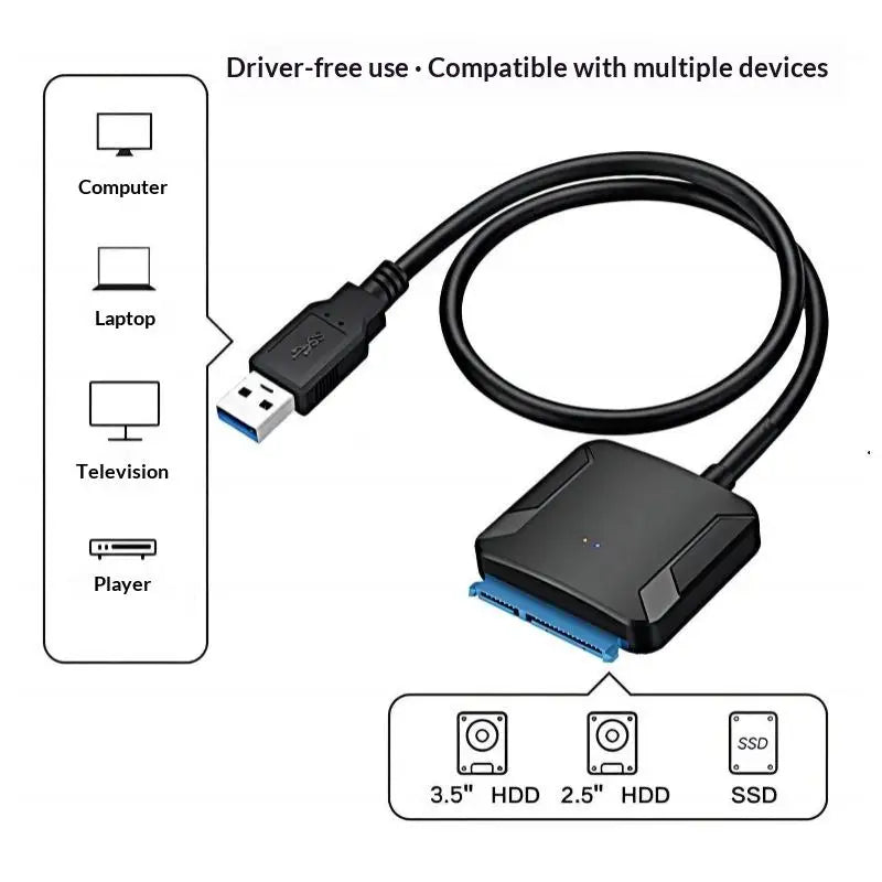 SATA USB 3 0 Adapter Cable 5 SSD HDD Hard Drive Disk Qme