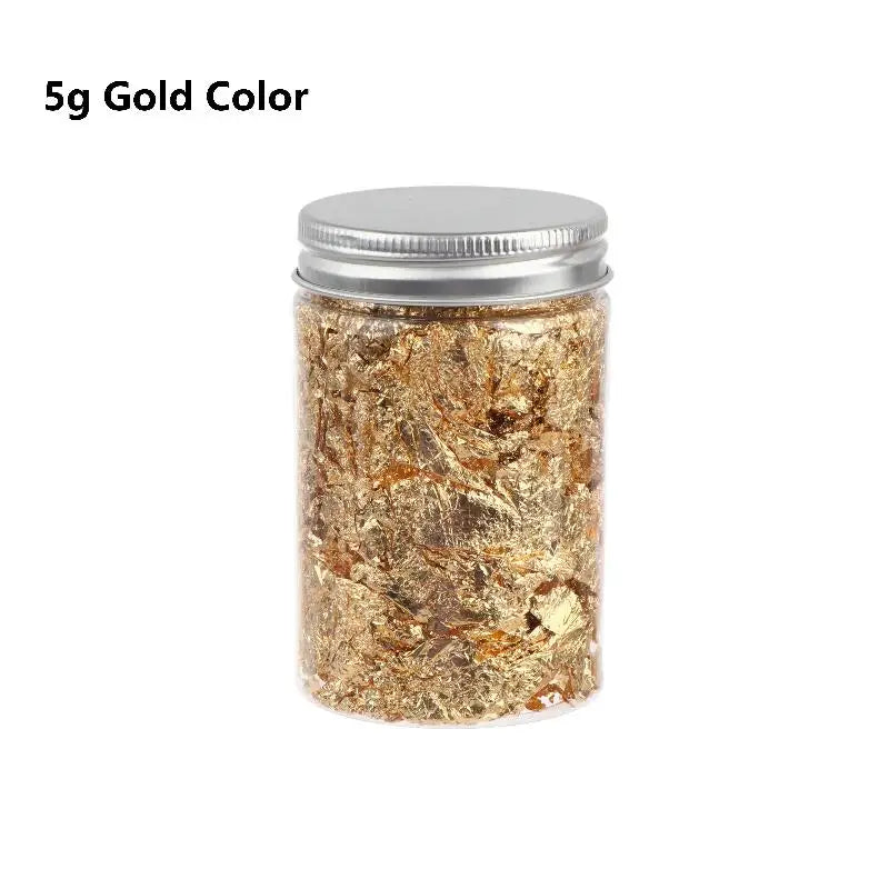 2 5 Metallic Foil Flakes Gold Colorful Alloy Arts Nails Painting DIY Qme 5g Gold Color