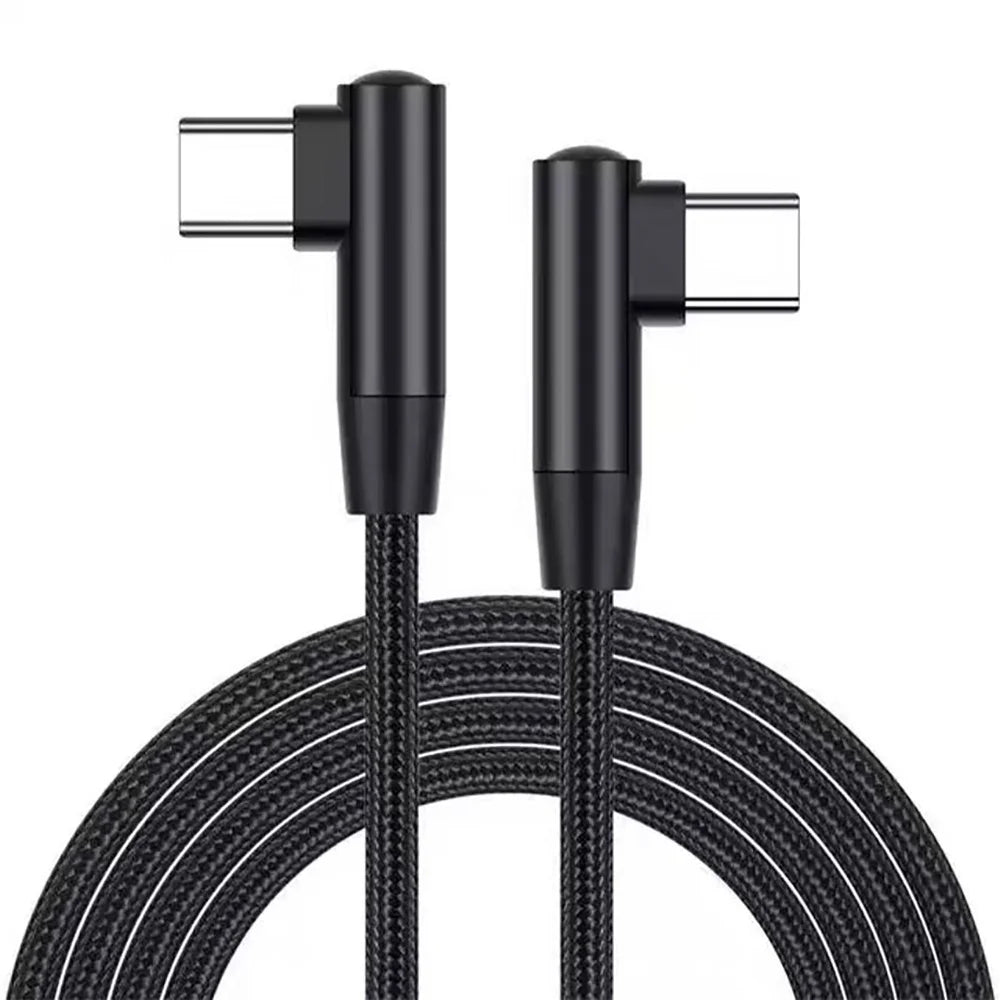 60W Dual Type C Elbow Cable USB C Fast Charging Cable Phone Charging Data Cord 0.3M/1M/2M PD Data Line for Xiaomi Samsung iPhone Qme Double elbow 2m
