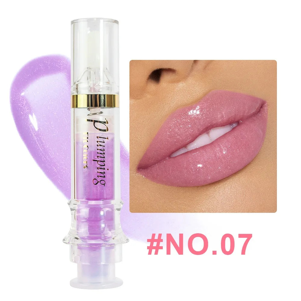 Shine Crystal Volume Lip Oil Plumping Pearl Gloss Pink Blue Hydrating Transparent Jelly Lip Gloss Serum Lip Care Makeup Cosmetic Qme
