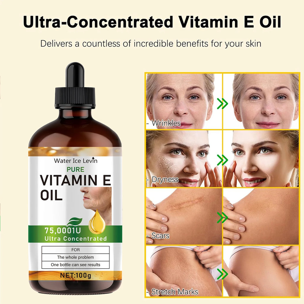 100ml Natural Vitamin E Essential Oil, Used for Massage, Skin Care, Gua Sha, Showering, Facial, Body, Nail, Hair, and Eyelash Care, Versatile Qme