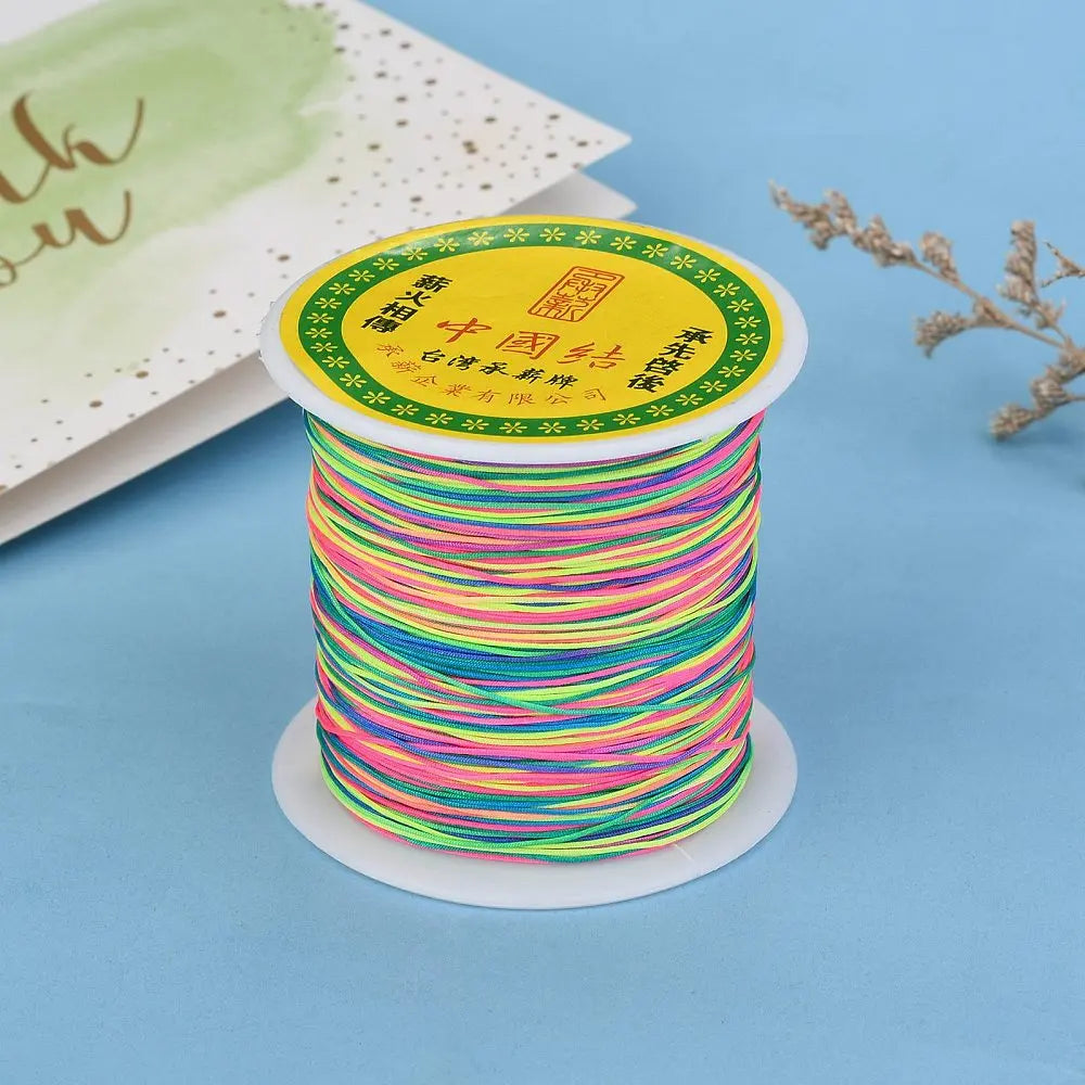 PandaHall about 150yards/rollBraided Nylon Thread Chinese Knotting Cord Beading Cord for Beading Jewelry Making Colorful 0.5mm Qme
