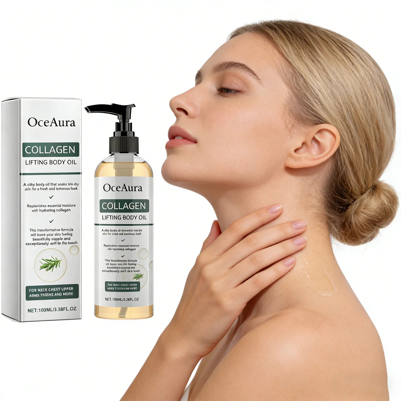 Collagen Body Oil Tighten Skin Lifting Increase Body Elasticity Massage Repair Moisturizing Non-greasy Essential Care Oil 100ml Qme