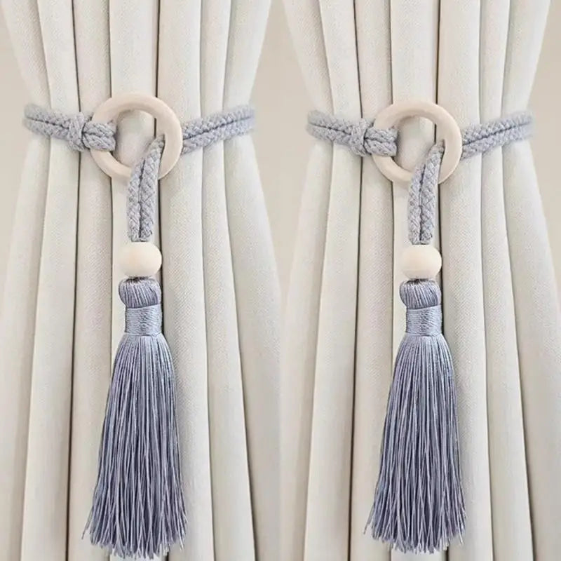 Bohemian Chic Adjustable Cotton Cord Curtain Tie Fringe Hand Woven Qme A5