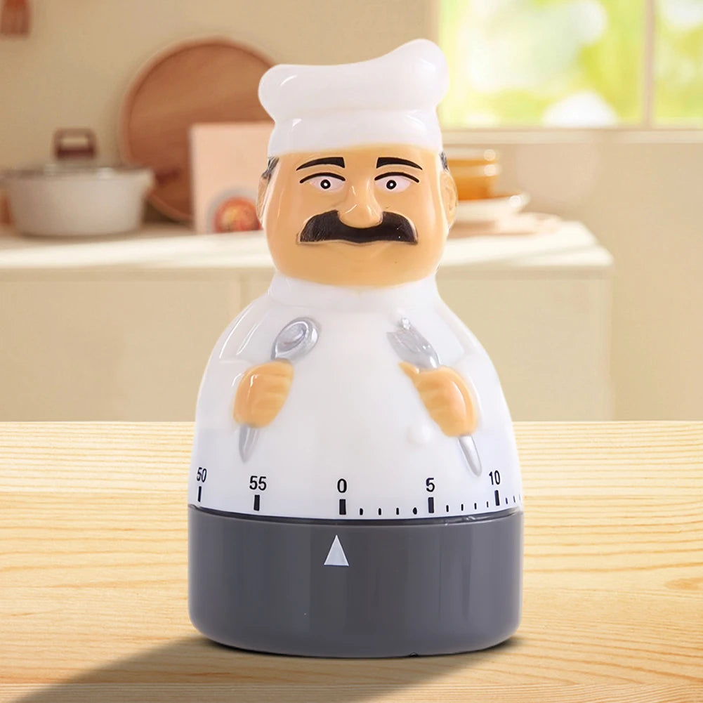 Cartoon Chef Shaped Kitchen Timer Cartoon Timing Accessory Kitchen Cooking Baking Time Reminder for Cooking Baking Frying Qme