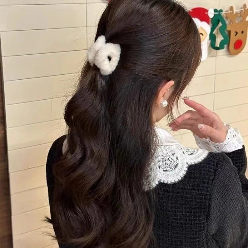 6pcs Cute Plush Cat's Ears Hair Clip Soft Non Slip Claw Clip Small Bangs Hair Clip Fashion Fuzzy Claw Clip Hair Accessories Qme