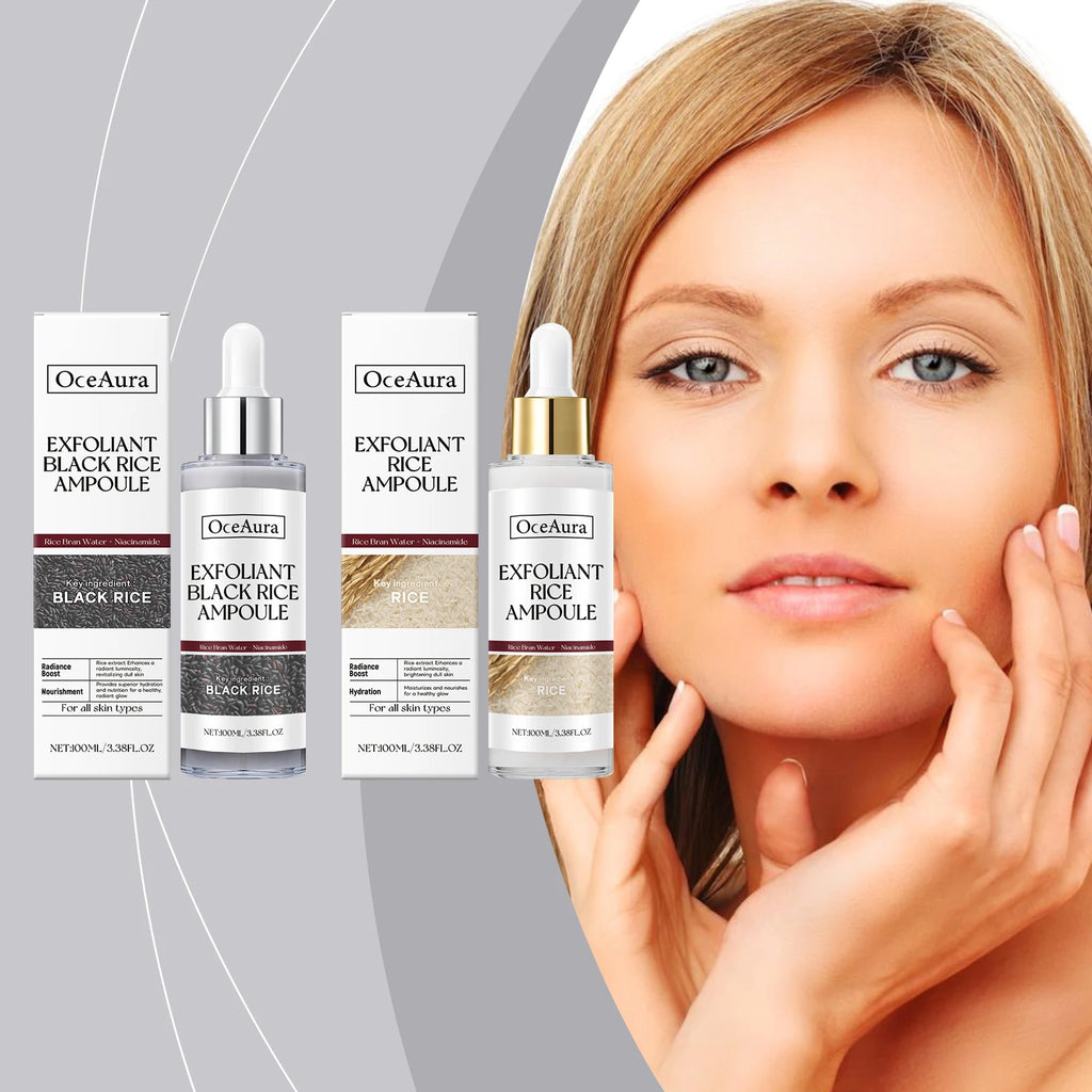 Rice Serum for Face Hydrating Brighten Skin Repair Smooth Facial Essence Gentle Exfoliation Remove Blackheads Collagen Ampoules Qme