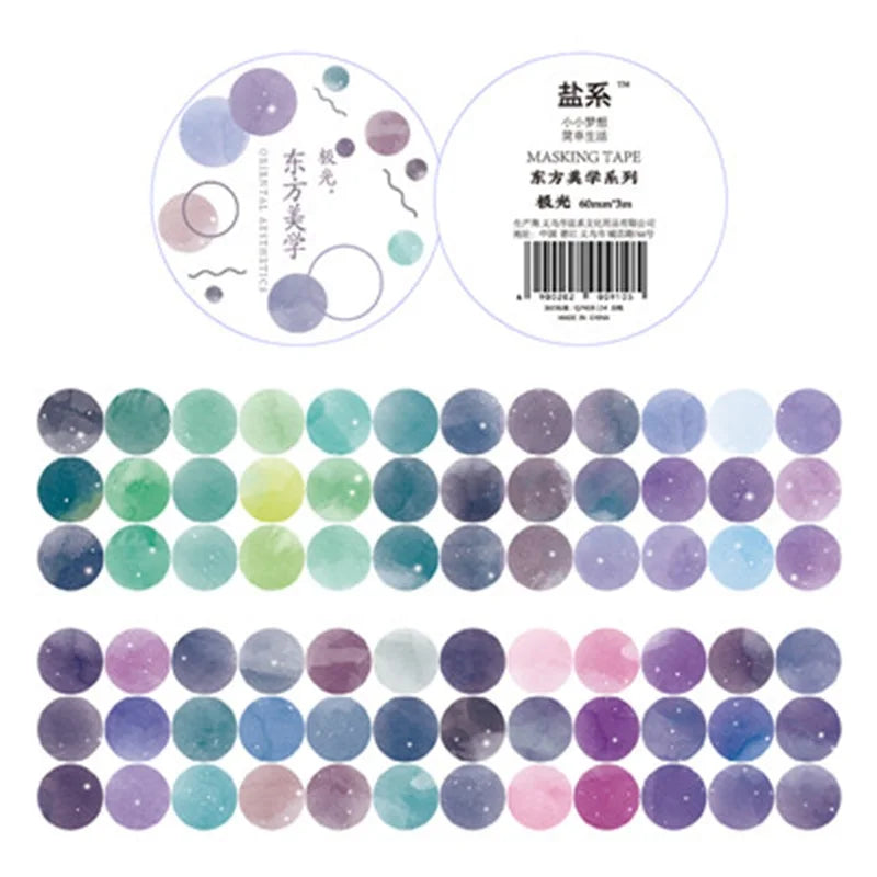 1 roll Watercolor Polka Dot Sticker Junk Journaling Accessories Scrapbooking DIY Color Label Washi Sticker Stationery Suit Qme E