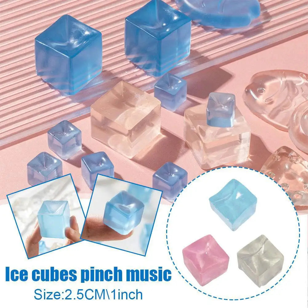 Squeeze Toy Ice Clear Cubes Squishy Toys Fidget Block Stress Ball Qme