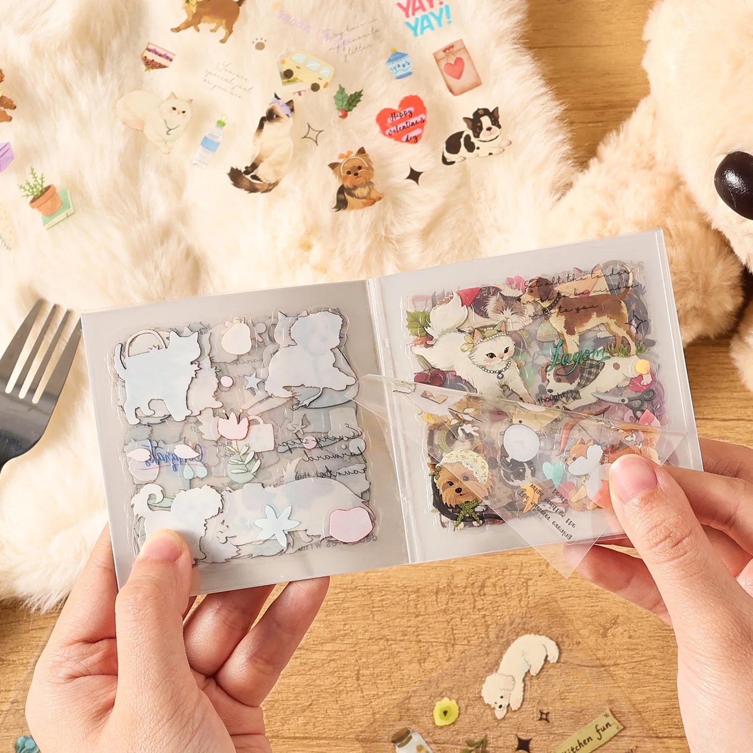 20/80Pcs/Book Cute Pet Party Series Die cut sticker book Handbook Calendar Greeting Cards Diary Notebook Album Material Stickers Qme E-40 Pcs