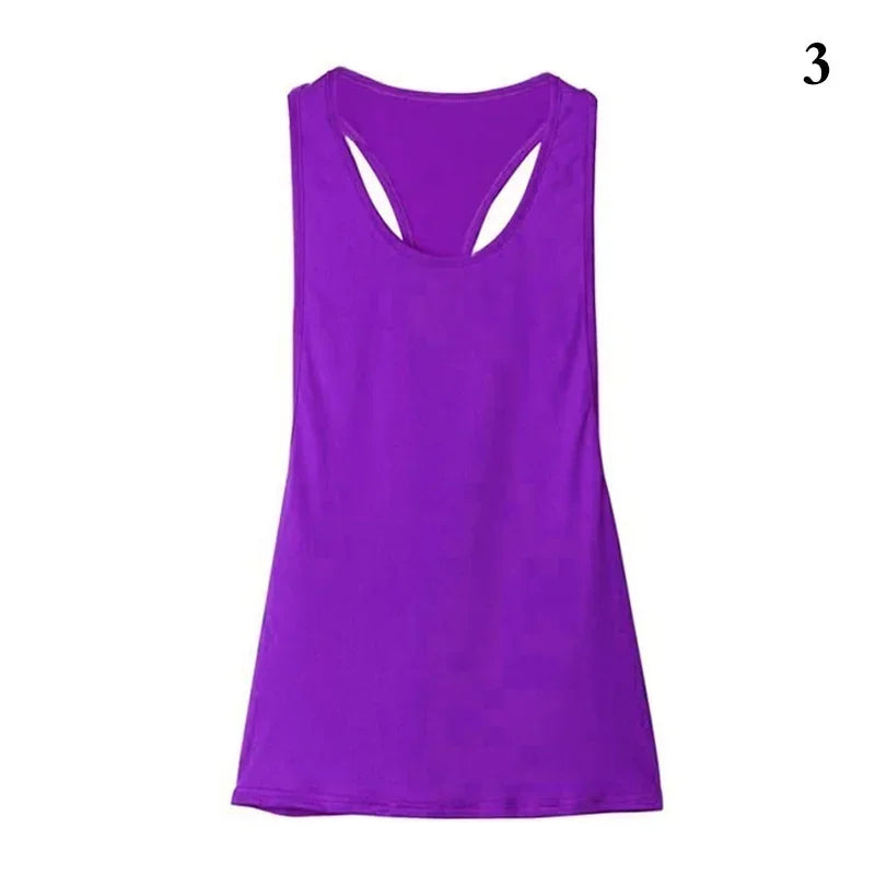 Sports Overshirt Women's Fitness Tank Back T-shaped Quick Dried Slim Qme purple S