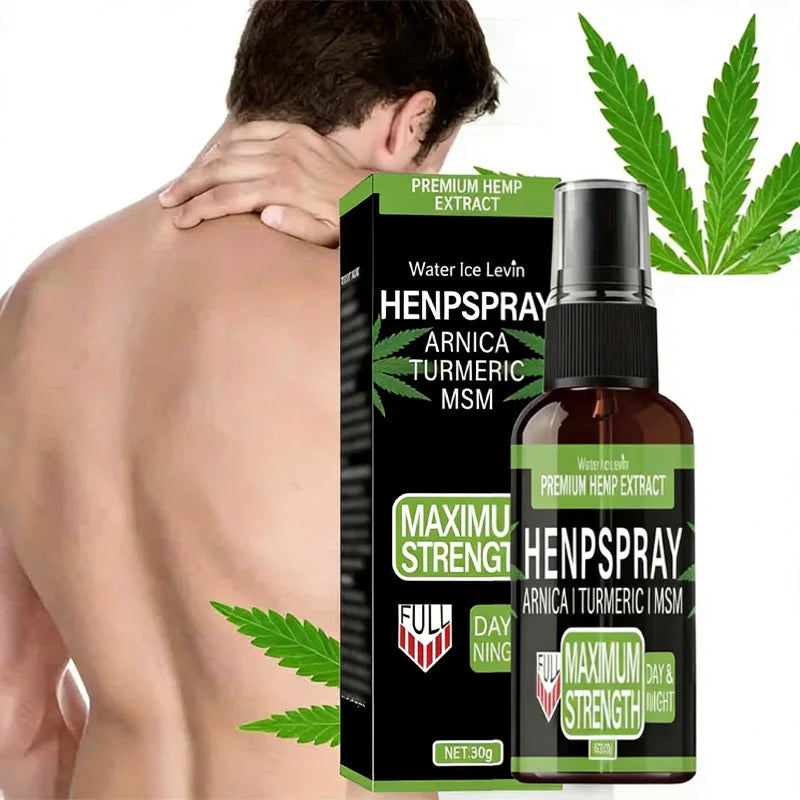 Premium Hemp Spray Extract with Arnica, Turmeric & MSM for Maximum Strength Day & Night Relief & Skin Care. Qme