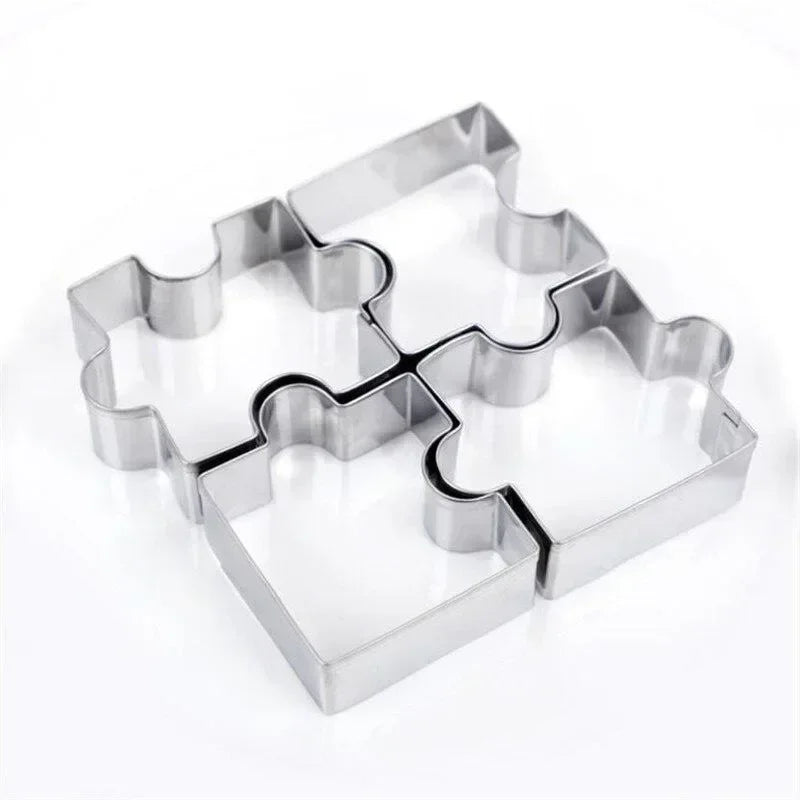 3D Cookie Puzzle Shape Stainless Steel Cutter DIY Biscuit Dessert Qme 4pcs set