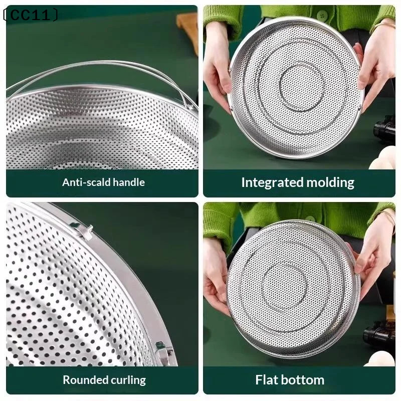 Stainless Steel Food Steamer Basket Pressure Cooker Handle Steaming Qme