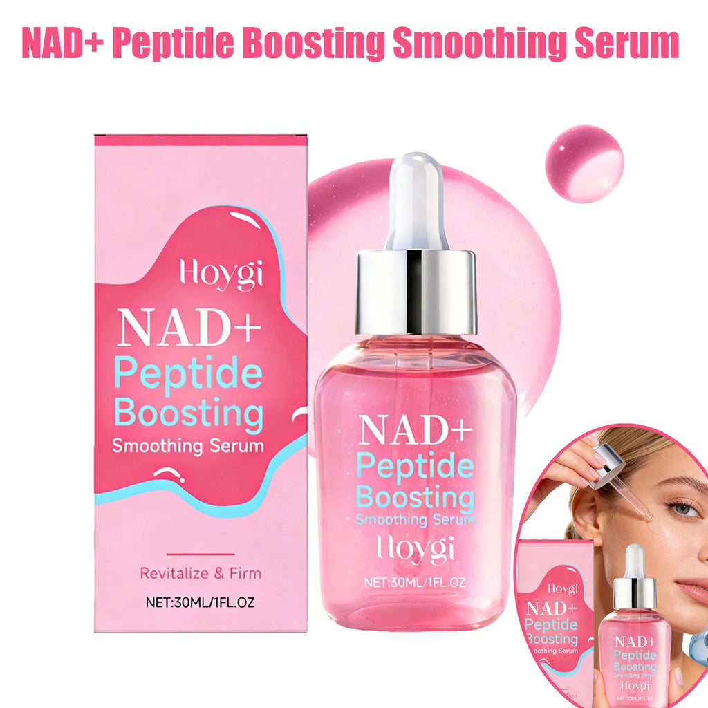 NAD+ Peptide Boosting Smoothing Serum Firming Hydrating Anti-Aging Serum Radiant Glow Face Essence Hyaluronic Acid Brightening Qme