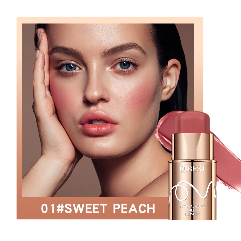 QIBEST Multifunctional Makeup Stick 3 IN 1 Lipstick Blush For Face Lightweight Lip Tint Natural Blush Cream Lasting Cosmetics Qme 01