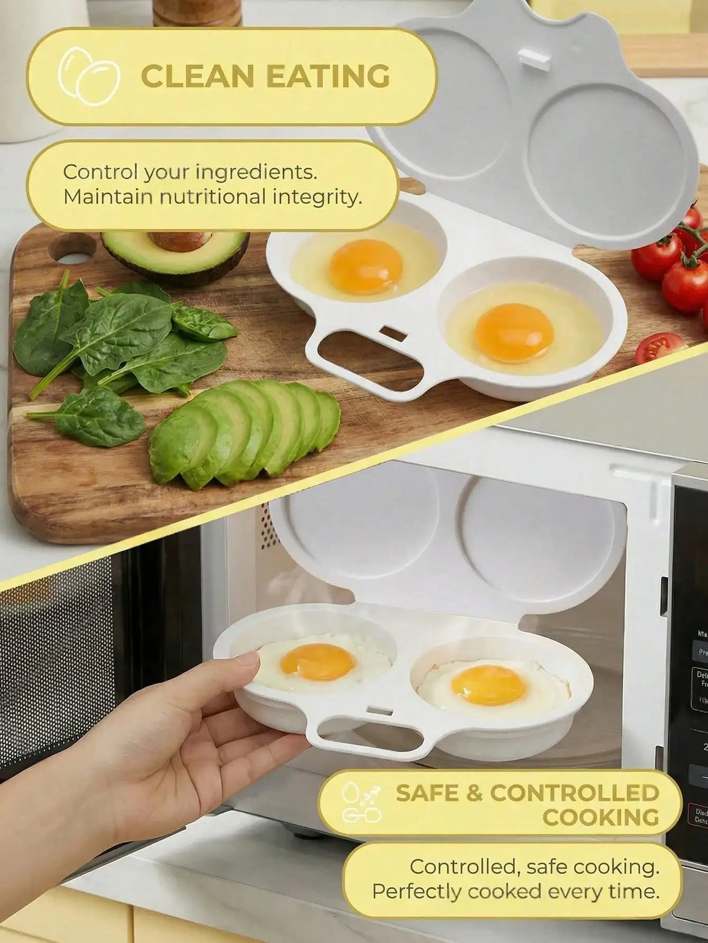 Microwave Egg Boilers Water Reusable Non Electric Double-layer Cup Qme