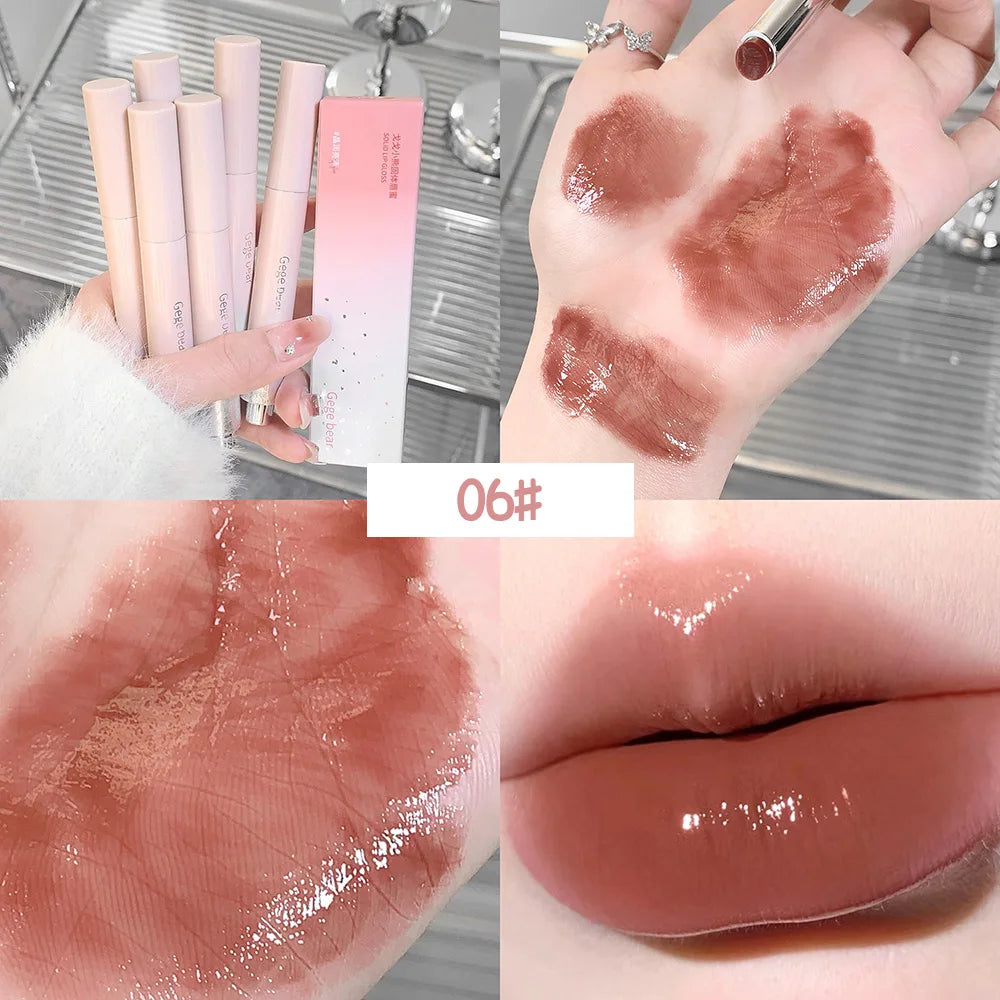 Snowy Design Solid Watery Lipstick Mirror Moisturizing Nourishing Lip Qme GX1120-6