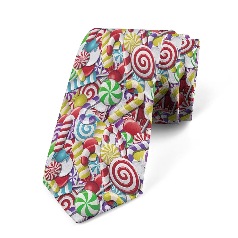 Funny Candy Snacks Printed Tie Unisex Casual Creative Novelty Men's Qme style4
