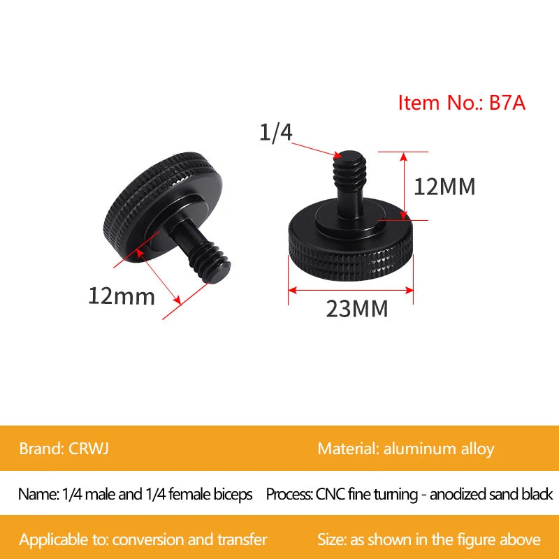 1 4 Dual Nuts Tripod Mount Screw Double Layer Thread Adapter Black Qme A