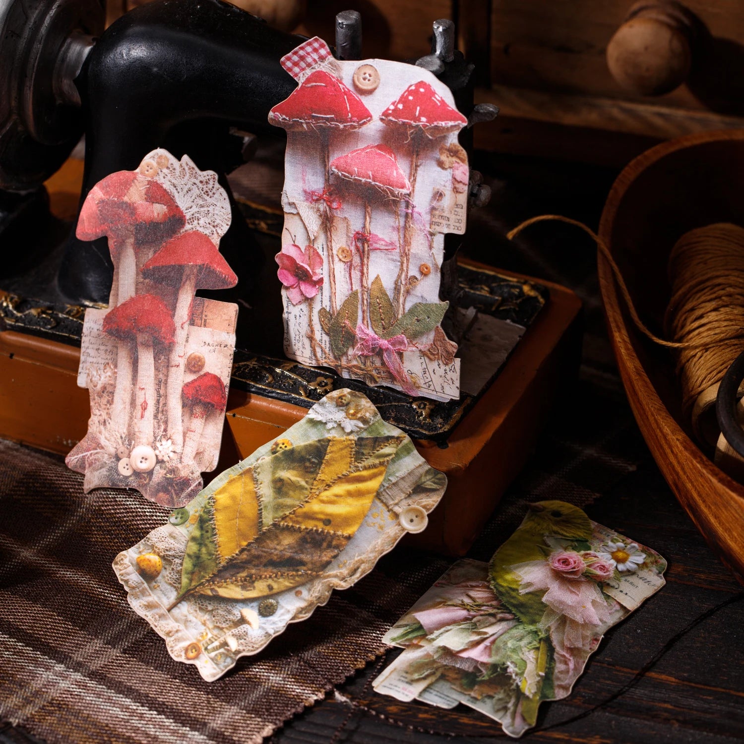 20sheets/bag Floral Nature Vintage Background Stickers for DIY Scrapbooking Phone Case Decoration Birthday Gifts Teaching Reward Qme