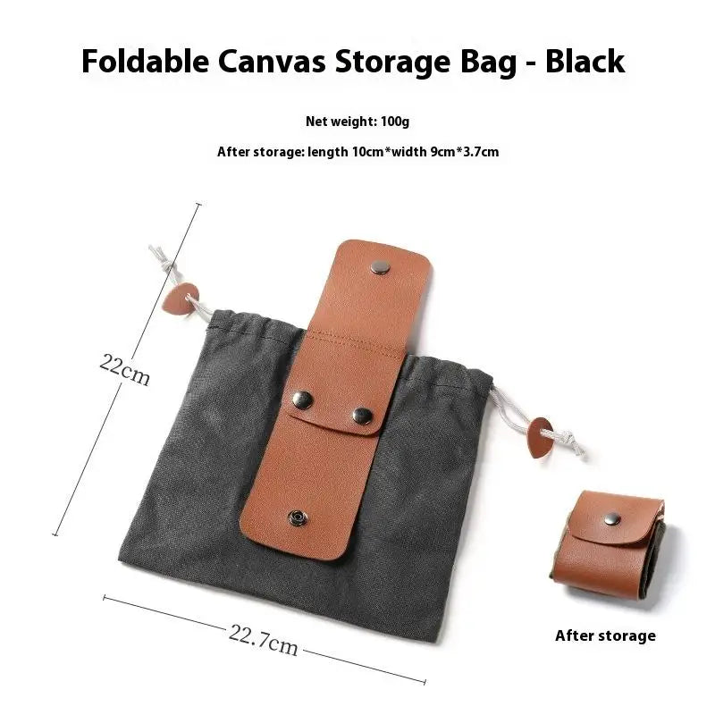 Foldable Foraging Bag Canvas Bushcraft Pouch Storage Bags Easy Qme Black