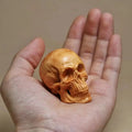 Car Bar Decoration Natural Cypress Engrave Skull Decor Small Statue Qme Default Title