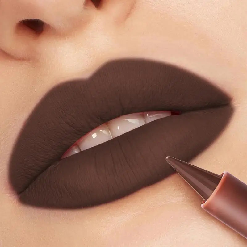 Pointed Lip Liner Slim Pencil Nude Brown Lipstick Matte Smooth Qme