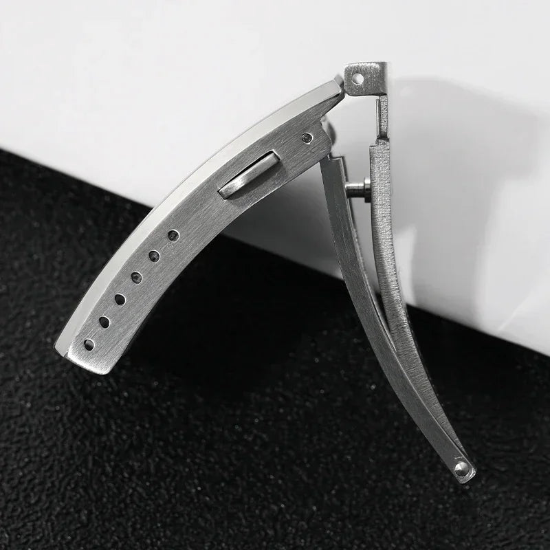 Watch Buckle 18mm 20mm 22mm Silver Folding Safety Milled Clasp Replacement Stainless Steel Deployant Watch Clasp Qme