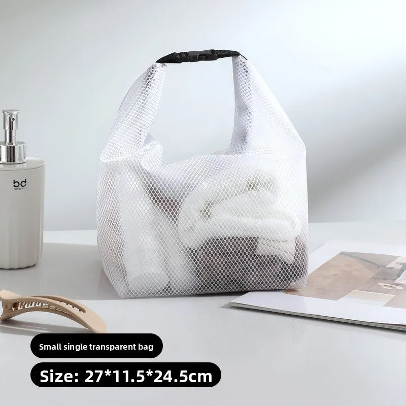 A Waterproof Storage Bag, Fitness Clothing Swimming Bathroom Large Capacity Drawstring, Men's And Women's Outdoor Toiletries Bag Qme White Small