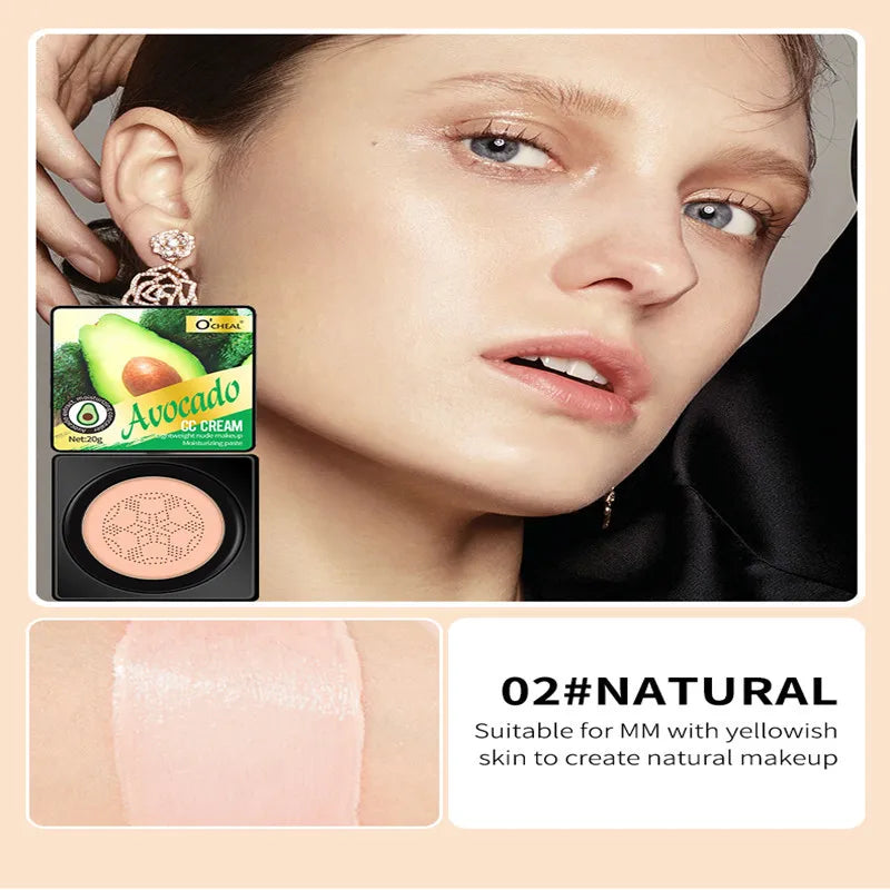 Air Cushion CC Cream Mushroom Head Puff Moisturizer Concealer Qme 02 Natural